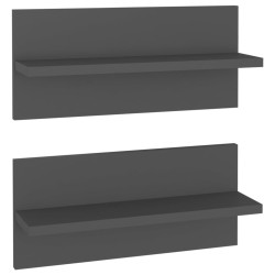 vidaXL Estantes de pared 2 uds madera contrachapada gris 40x11,5x18 cm
