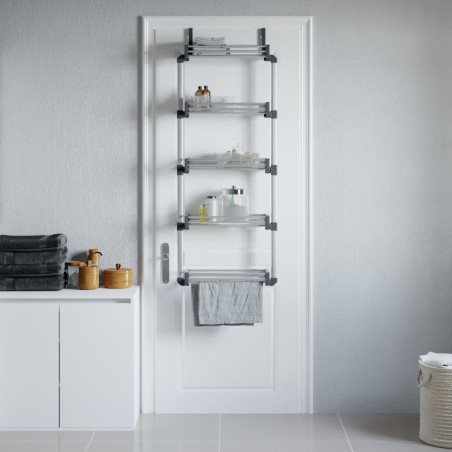 vidaXL Organizador de puerta con 5 estantes aluminio 52x20x135 cm