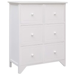vidaXL Armario auxiliar 6 cajones madera paulownia blanco 60x30x75 cm