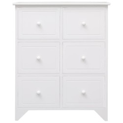 vidaXL Armario auxiliar 6 cajones madera paulownia blanco 60x30x75 cm