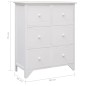 vidaXL Armario auxiliar 6 cajones madera paulownia blanco 60x30x75 cm