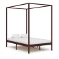 vidaXL Cama con dosel madera maciza de pino marrón oscuro 140x200 cm