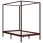 vidaXL Cama con dosel madera maciza de pino marrón oscuro 140x200 cm