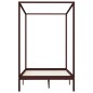 vidaXL Cama con dosel madera maciza de pino marrón oscuro 140x200 cm