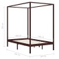 vidaXL Cama con dosel madera maciza de pino marrón oscuro 140x200 cm
