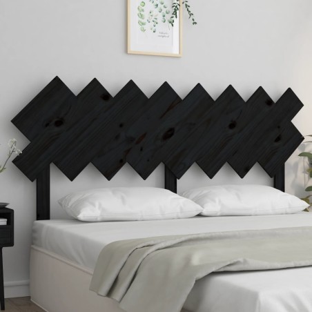 vidaXL Cabecero de cama madera maciza de pino negro 159,5x3x80,5 cm