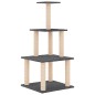 vidaXL Rascador para gatos con postes de sisal gris oscuro 111 cm