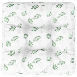 vidaXL Cojín para palés tela estampado de hojas 60x60x12 cm