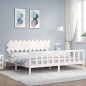 vidaXL Estructura de cama con cabecero madera maciza blanco 200x200 cm vidaXL Estructura de cama con cabecero madera maciza blanco 200x200 cm