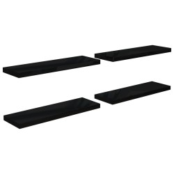 vidaXL Estantes flotantes pared 4 uds negro brillo MDF 80x23,5x3,8 cm