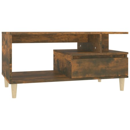 vidaXL Mesa de centro madera contrachapada roble ahumado 90x49x45 cm