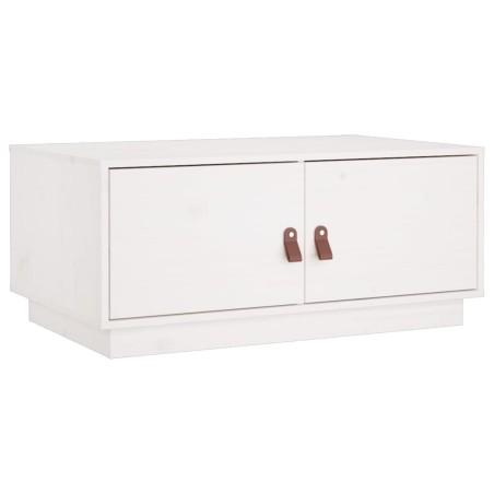 vidaXL Mesa de centro de madera maciza de pino blanco 80x50x35 cm
