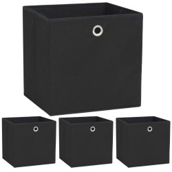 vidaXL Cajas de almacenaje 4 uds textil no tejido 32x32x32 cm negro 