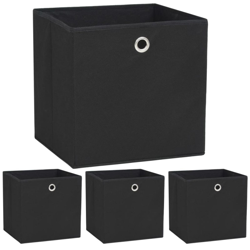vidaXL Cajas de almacenaje 4 uds textil no tejido 32x32x32 cm negro 