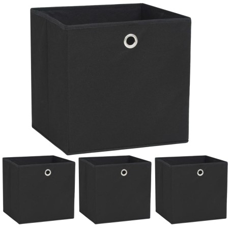 vidaXL Cajas de almacenaje 4 uds textil no tejido 32x32x32 cm negro 