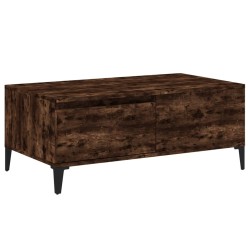 vidaXL Mesa de centro madera contrachapada roble ahumado 90x50x36,5 cm