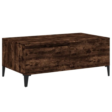 vidaXL Mesa de centro madera contrachapada roble ahumado 90x50x36,5 cm