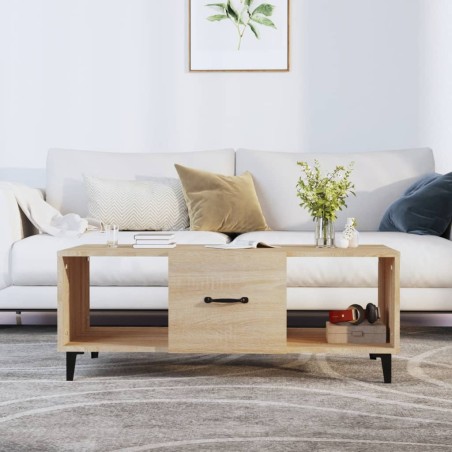 vidaXL Mesa de centro madera contrachapada roble sonoma 102x50x40 cm