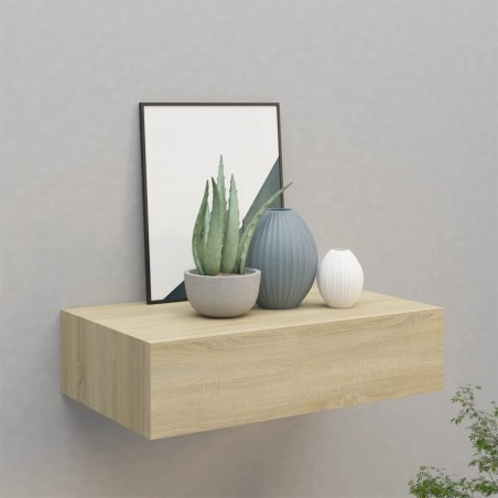 vidaXL Estante con cajón de pared MDF roble 40x23,5x10 cm