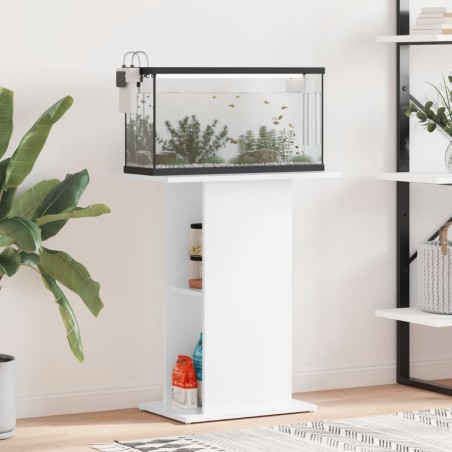 vidaXL Soporte acuario madera ingeniería blanco brillo 60,5x36x72,5 cm