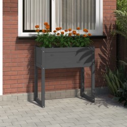 vidaXL Jardinera de madera maciza de pino gris 78x40x81 cm