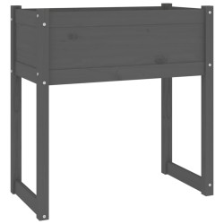 vidaXL Jardinera de madera maciza de pino gris 78x40x81 cm