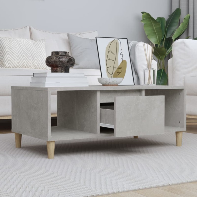 vidaXL Mesa de centro madera contrachapada gris hormigón 90x50x36,5 cm vidaXL Mesa de centro madera contrachapada gris hormigón 90x50x36,5 cm