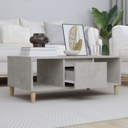 vidaXL Mesa de centro madera contrachapada gris hormigón 90x50x36,5 cm