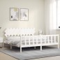vidaXL Estructura de cama con cabecero madera maciza blanco 200x200 cm vidaXL Estructura de cama con cabecero madera maciza blanco 200x200 cm