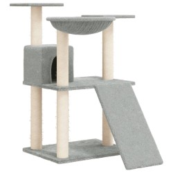 vidaXL Rascador para gatos con postes de sisal gris claro 83 cm