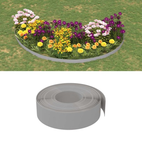 vidaXL Bordura de jardín polietileno gris 10 m 15 cm