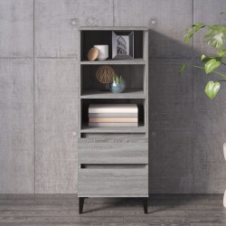 vidaXL Aparador alto madera contrachapada gris Sonoma 40x36x110 cm