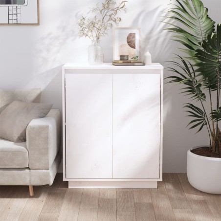 vidaXL Aparador de madera maciza de pino blanco 60x34x75 cm