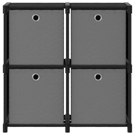 vidaXL Estantería de 4 cubos con cajas de tela negro 69x30x72,5 cm