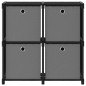 vidaXL Estantería de 4 cubos con cajas de tela negro 69x30x72,5 cm