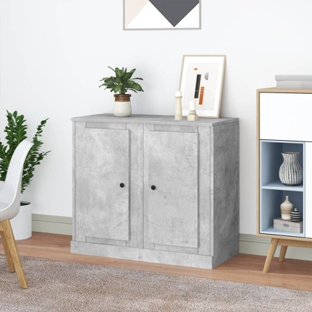 vidaXL Aparadores 2 uds madera contrachapada gris 37,5x35,5x67,5 cm