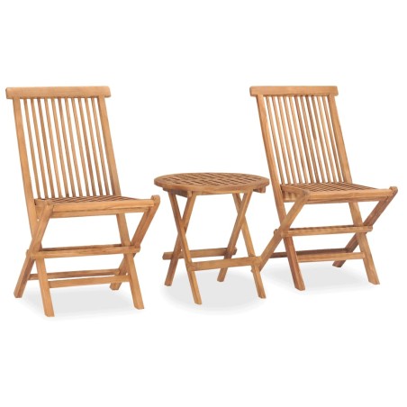 vidaXL Set comedor de jardín plegable 3 piezas madera maciza de teca
