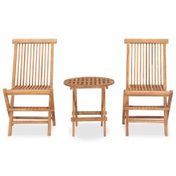 vidaXL Set comedor de jardín plegable 3 piezas madera maciza de teca