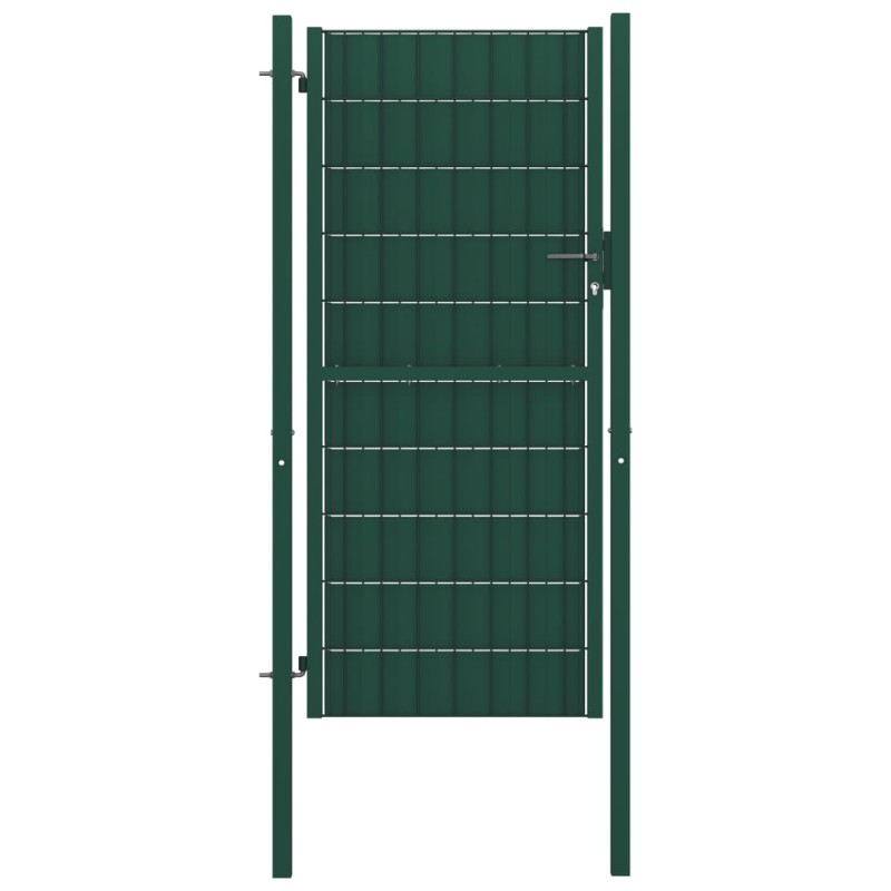 vidaXL Puerta de valla de PVC y acero verde 100x124 cm vidaXL Puerta de valla de PVC y acero verde 100x124 cm