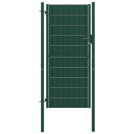 vidaXL Puerta de valla de PVC y acero verde 100x124 cm  