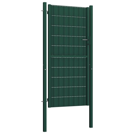 vidaXL Puerta de valla de PVC y acero verde 100x124 cm  