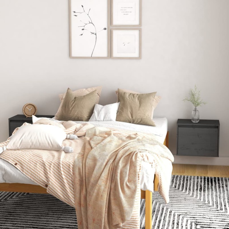 vidaXL Armario de pared 2 uds madera maciza de pino gris 45x30x35 cm vidaXL Armario de pared 2 uds madera maciza de pino gris 45x30x35 cm