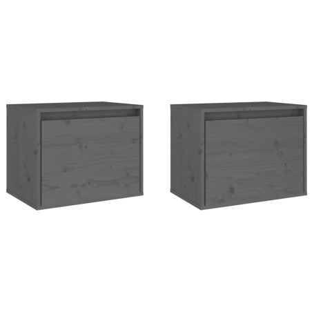 vidaXL Armario de pared 2 uds madera maciza de pino gris 45x30x35 cm