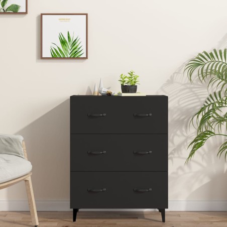 vidaXL Aparador de madera de ingeniería negro 69,5x34x90 cm
