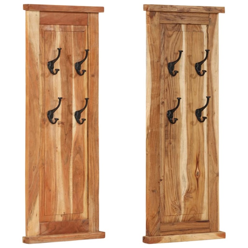 vidaXL Percheros 2 unidades madera maciza de acacia 38x100 cm vidaXL Percheros 2 unidades madera maciza de acacia 38x100 cm