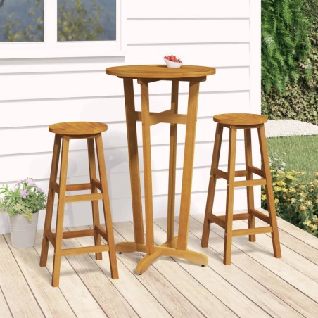 vidaXL Juego de bar 3 piezas madera maciza acacia 