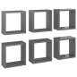 vidaXL Estantes cubo de pared 6 unidades gris brillo 30x15x30 cm