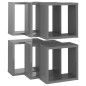 vidaXL Estantes cubo de pared 6 unidades gris brillo 30x15x30 cm