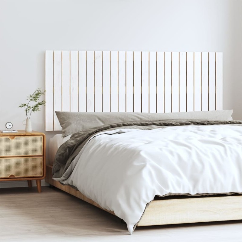 vidaXL Cabecero de cama de pared madera maciza pino blanco 147x3x60 cm vidaXL Cabecero de cama de pared madera maciza pino blanco 147x3x60 cm