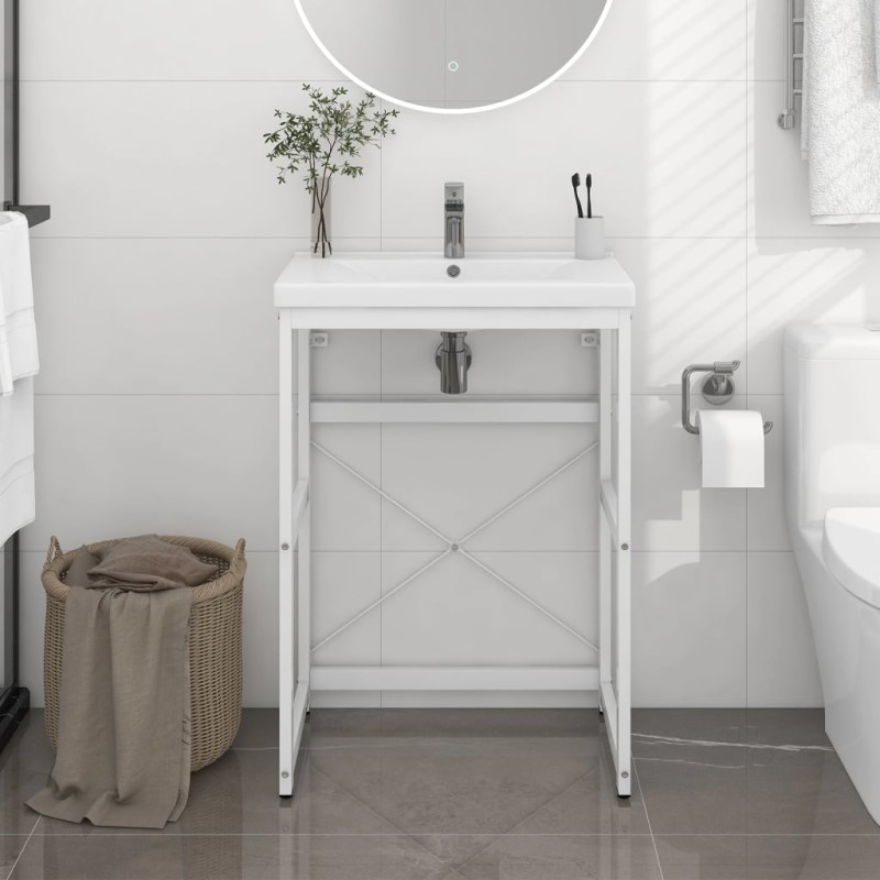 vidaXL Estructura de lavabo de hierro blanco 59x38x83 cm vidaXL Estructura de lavabo de hierro blanco 59x38x83 cm